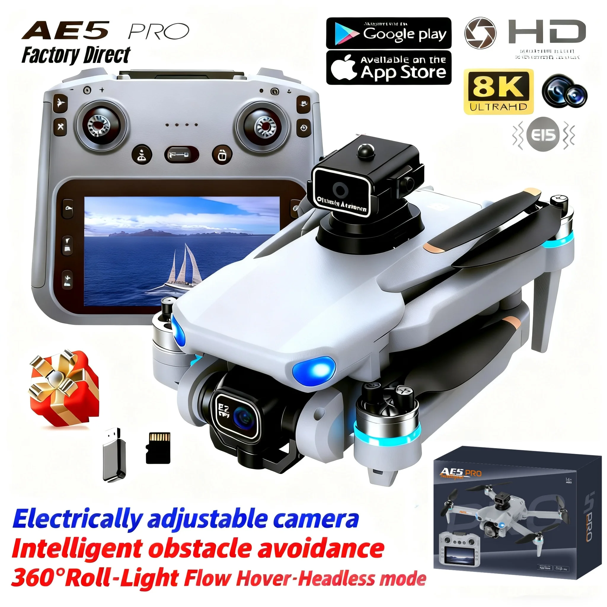 AE5 Pro ドローン 8K HD 4.5インチスクリーン - Drone Kit Tricopter のレビューと価格